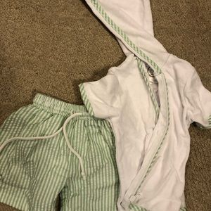 BB Blanks swim trunks and terry cloth swim cover